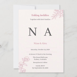 Blush Pink Wedding Invitation