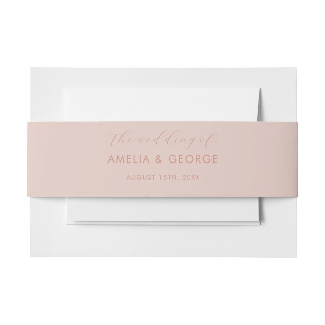 Blush Pink Wedding Invitation Belly Band (Front Example)