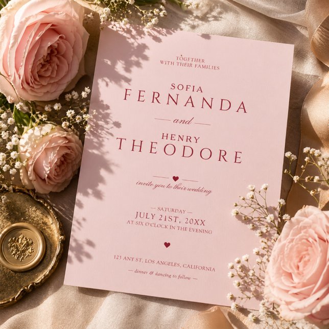 Blush Pink Wedding Invitation Modern Elegant (Creator Uploaded)