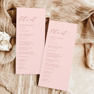 Blush Pink Wedding Menu
