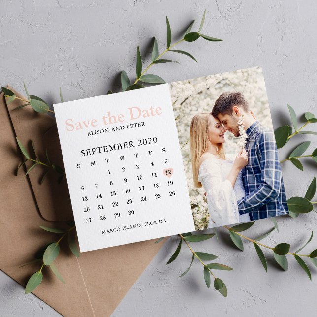 Blush Pink Wedding Save the Date Calendar Photo (Creator Uploaded)