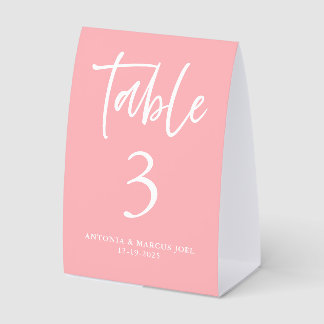 Blush Pink Wedding Table Number