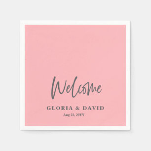 Blush Pink Welcome Wedding  Napkin