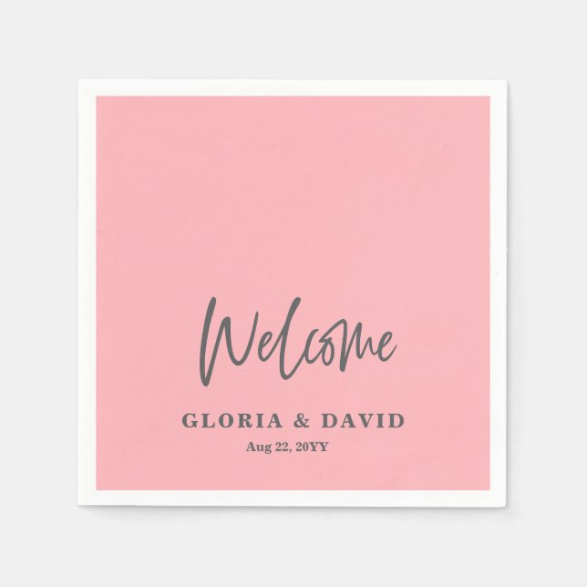 Blush Pink Welcome Wedding  Napkin (Front)