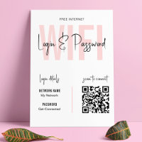 Blush Pink What's the WIFI Password QR Code Logo