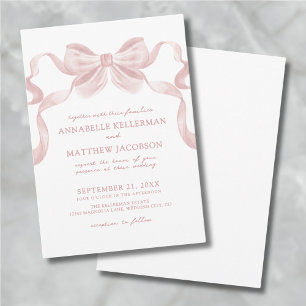 Blush Pink Whimsical Bow Elegant Wedding Invitation
