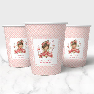 Blush Pink Whimsical Fairy Flowers 2nd Birthday Paper Cups