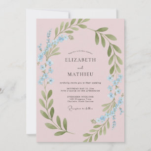 Blush Pink Whimsical Meadow Wedding Invitation