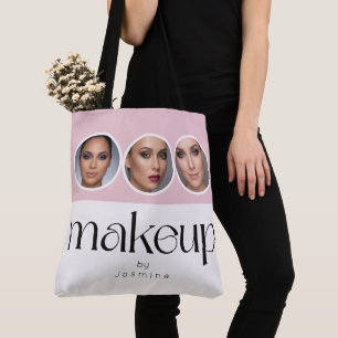 Blush Pink White 3 Photo MUA Makeup Artist Tote Bag