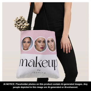 Blush Pink White 3 Photo MUA Makeup Artist Tote Bag