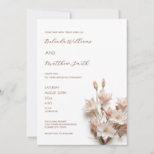 Blush Pink White 3D Flowers Invitation