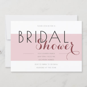 Blush Pink & White Black Texts Bridal Shower Invitation