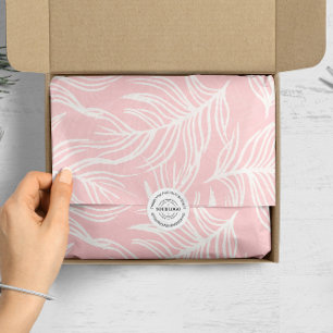 Blush Pink White Botanical Leaves Business Company Tissue Paper