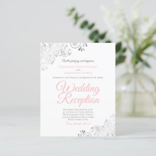 Blush Pink & White BUDGET Wedding Reception Invite