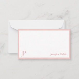 Blush Pink White Calligraphy Script Monogrammed Card