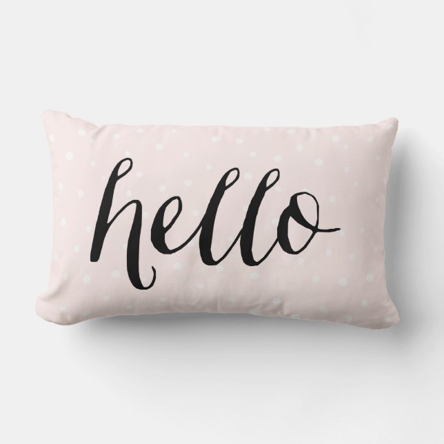 Blush Pink & White Confetti Dots Hello Pillow (Front)