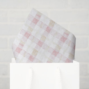 Blush Pink White Cream Plaid Stripes Bridal Shower Tissue Paper