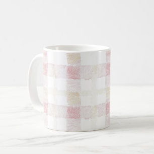Blush Pink White Cream Plaid Stripes Coffee Mug
