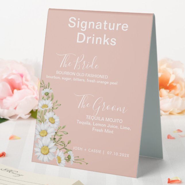 Blush Pink & White Daisies Signature Drinks  (In SItu (Wedding))