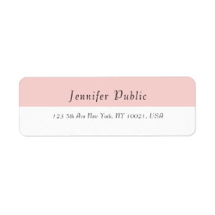 Blush Pink White Elegant Modern Simple Template Return Address Label