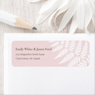Blush Pink White Fern Return Address Label