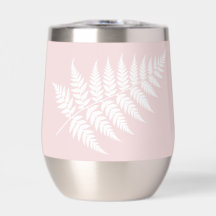 Blush Pink White Fern Simply Elegant Silver