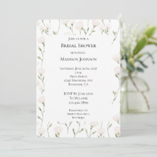 Blush Pink White Floral Bridal Shower Invitation