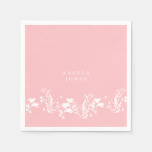 Blush Pink White Floral Custom Bridal Shower Napkin