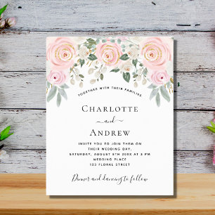 Blush pink white florals social media wedding