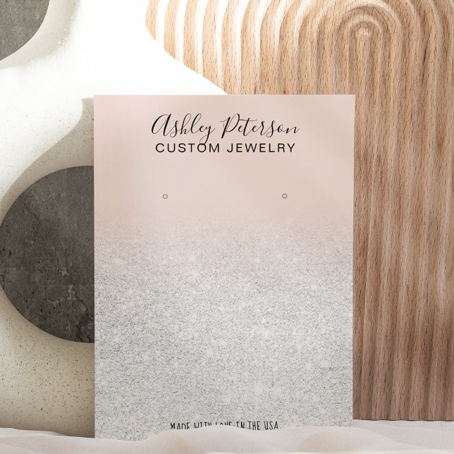 Blush pink white glitter jewelry earring display business card (Creator Uploaded)
