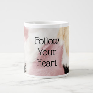 Blush Pink White Gold Black Cowhide Animal Large Coffee Mug