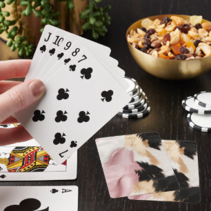 Blush Pink White Gold Black Cowhide Animal Playing Cards