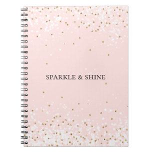 Blush Pink White Gold Confetti Glitz Sparkle Notebook