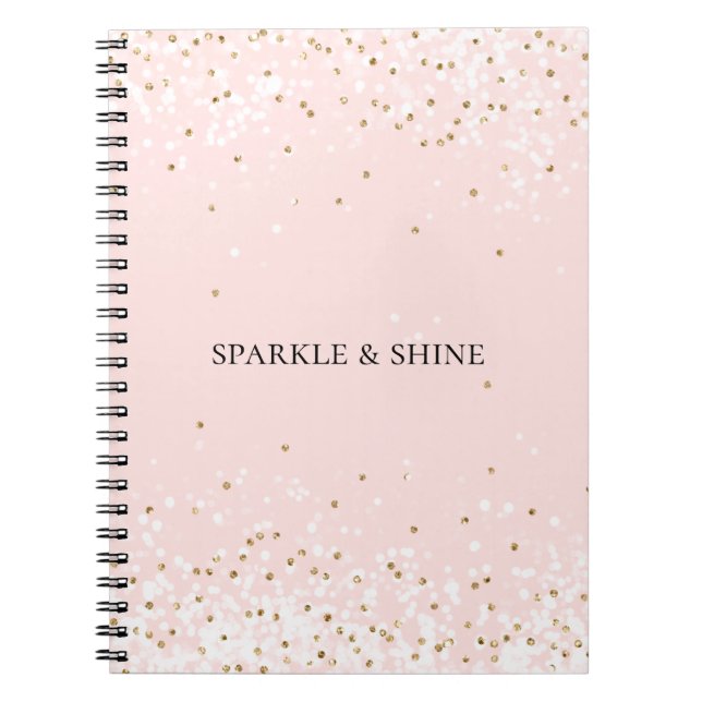 Blush Pink White Gold Confetti Glitz Sparkle  Notebook (Front)
