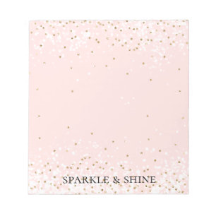 Blush Pink White Gold Confetti Glitz Sparkle Notepad