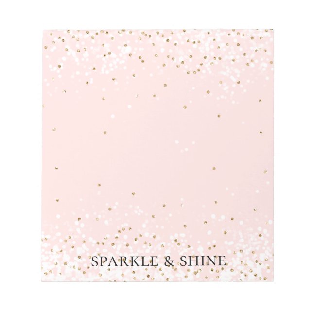 Blush Pink White Gold Confetti Glitz Sparkle   Notepad (Front)
