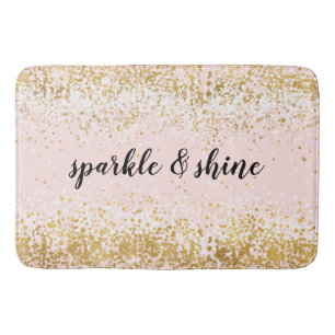 Blush Pink White Gold Confetti Sparkle Bath Mat