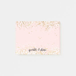 Blush Pink White Gold Confetti Sparkle Post-it Notes