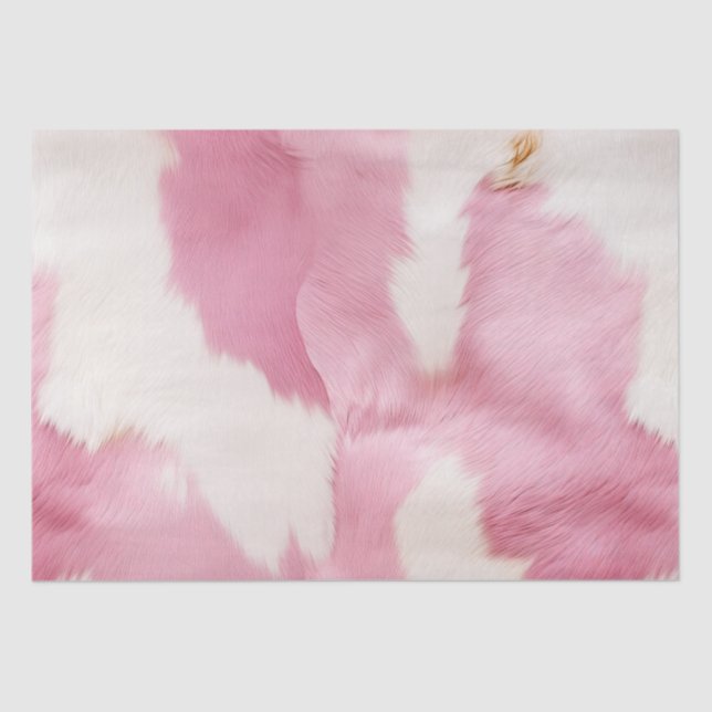 Blush Pink White Gold Cowhide Animal Tissue Paper (Front)