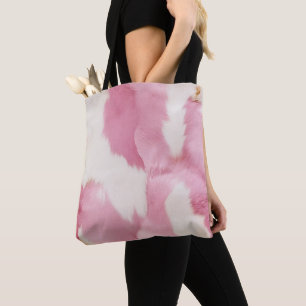 Blush Pink White Gold Cowhide Animal Tote Bag