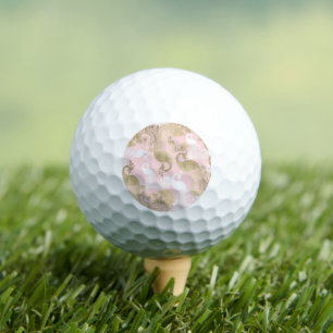 Blush pink white gold royal peacock bird golf balls