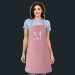 Blush Pink White Grey Monogram Feminine Script Apron<br><div class="desc">Simple Blush Pink White Grey Monogram Elegant Feminine Script Apron</div>