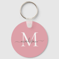 Blush Pink White Grey Monogram Name Girly Script