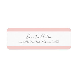 Blush Pink White Hand Script Template Modern Sleek Return Address Label