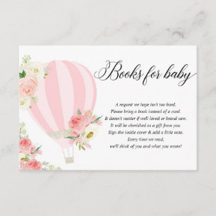 Blush pink white Hot air balloon book request Encl Enclosure Card