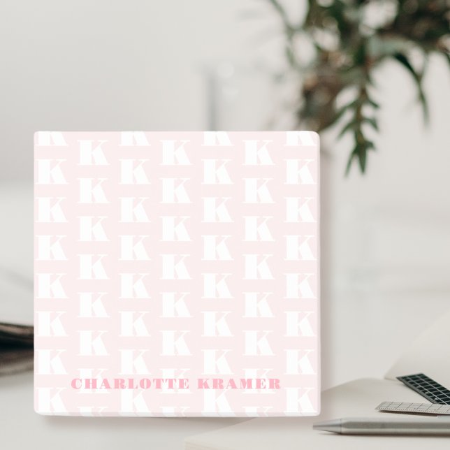 Blush Pink White Modern Monogram Initial Letter  Post-it Notes (Creator Uploaded)