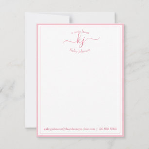 Blush Pink White Personalised From The Desk Of Thank You Card