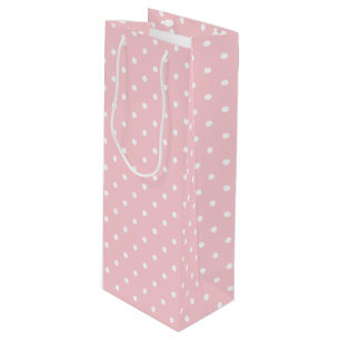 Blush Pink White Polka Dots For Her Elegant Trendy Wine Gift Bag