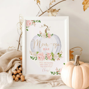 Blush pink white pumpkin mum-osa bar poster