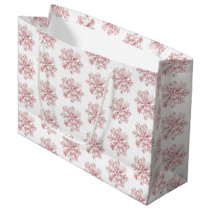 Blush Pink White Snowflakes Christmas Large Gift Bag